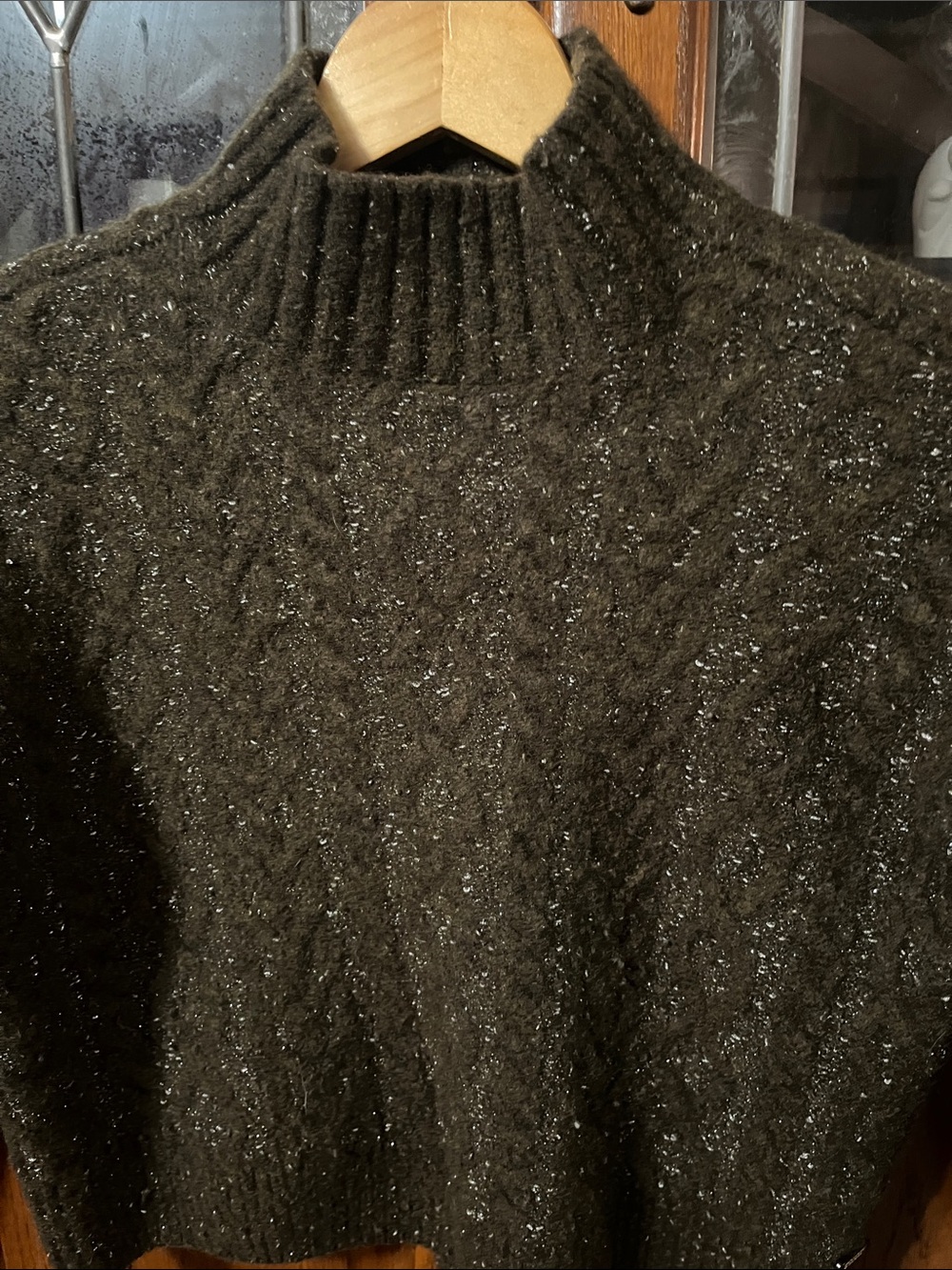 Scotch & Soda Winter Edition Cropped Brown Sparkle Wool Blend Sweater Size Small - Picture 5 of 9